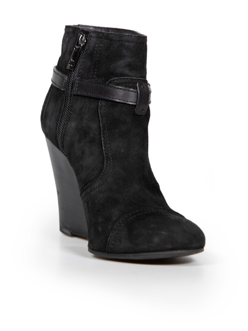 Tory Burch Black Suede Wedge Ankle Boots