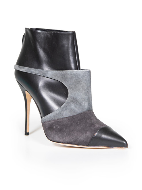 Manolo Blahnik Black Cut-Out Panel Ankle Boots