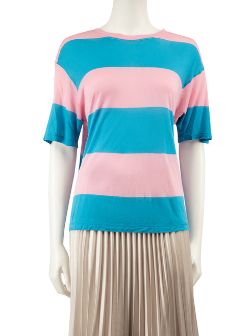 Diane Von Furstenberg Blue & Pink Striped Top