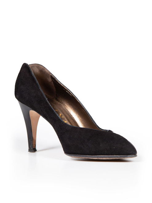 Gina Black Suede & Leather Cut-Out Pattern Pumps