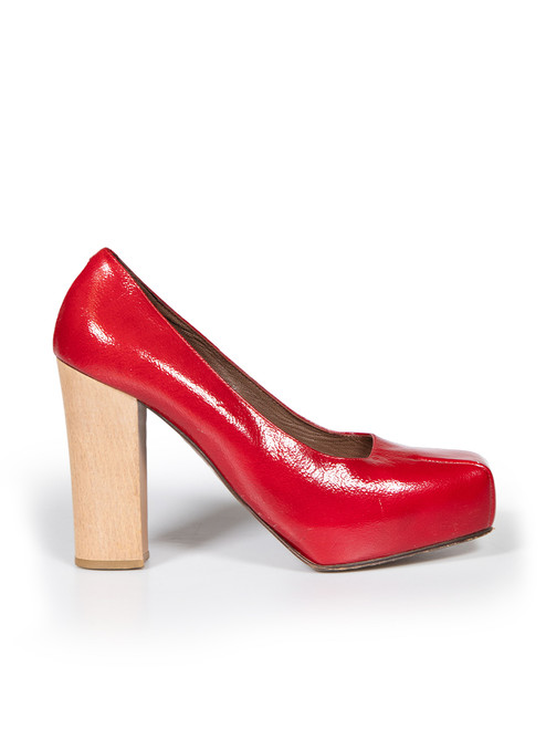 Marni Red Patent Square Toe Platform Pumps