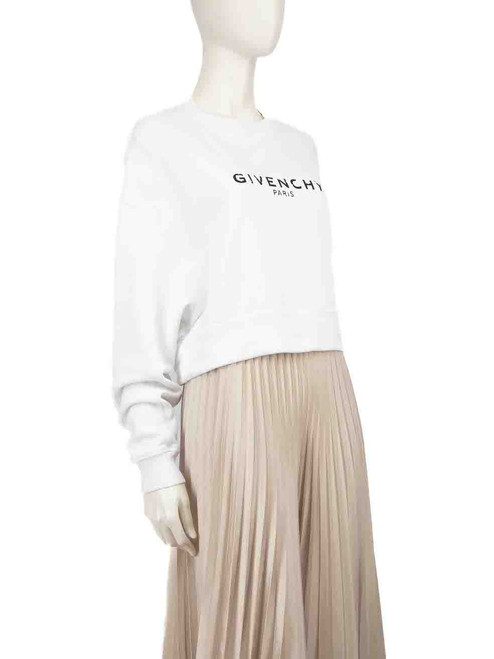 Givenchy White Logo Print Cropped Jumper