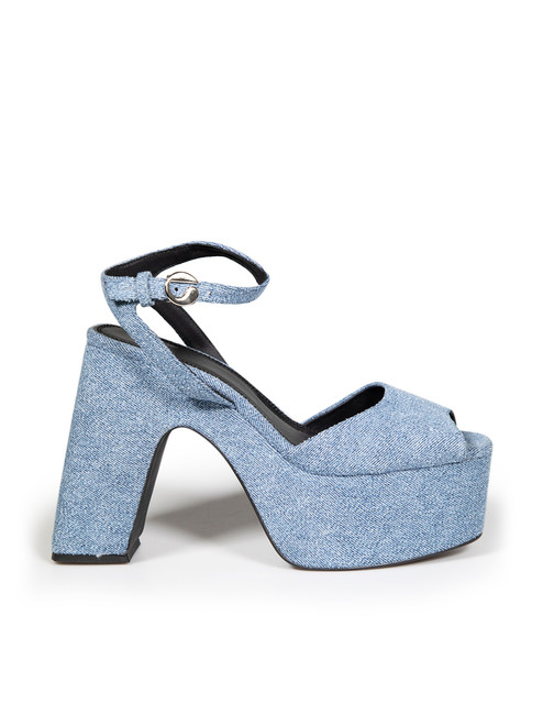 Coperni Blue Denim Bridge Platform Sandals