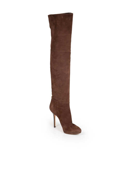 Jimmy Choo Brown Suede Over-The-Knee Boots