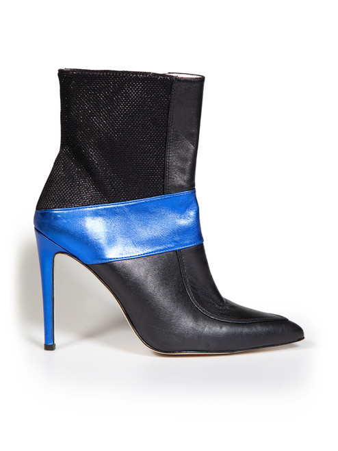 Terry de Havilland Black & Blue Leather Ankle Boots