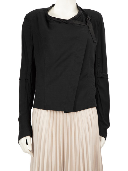 Helmut Lang Black Buckle Leather Trim Jacket