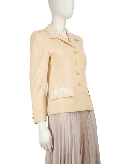 Escada Beige Wool Lace Trimmed Jacket