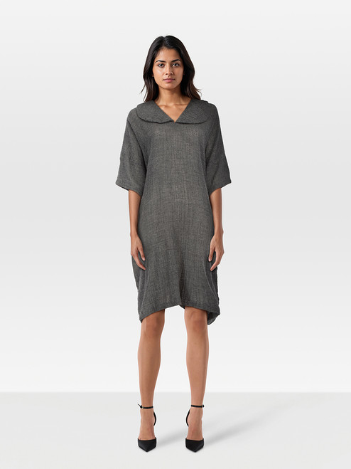 Comme Des Garcons Grey Wool Knee Length Dress