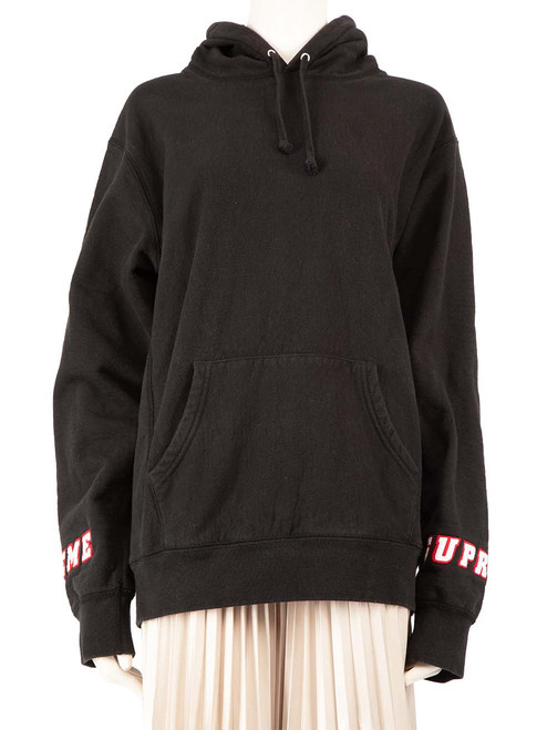 Supreme Black Logo Cuff Detail Hoodie