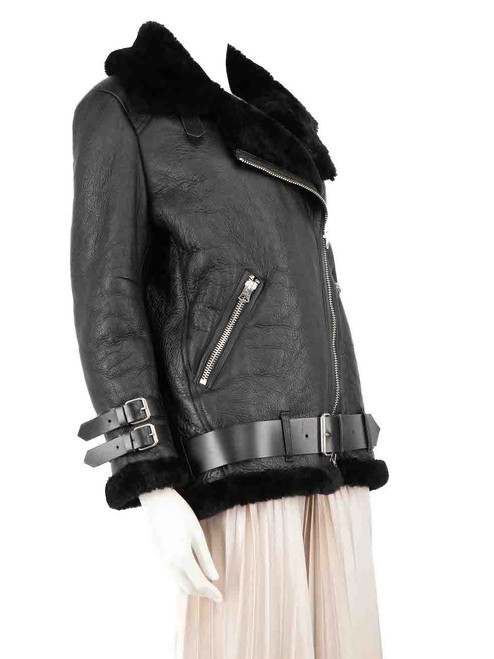 Acne Studios Black Shearling Lined Leather Jacket