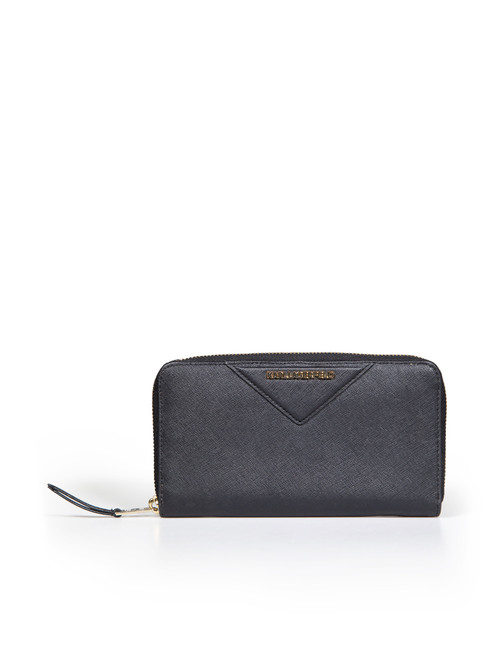Karl Lagerfeld Black Leather Zipped Wallet