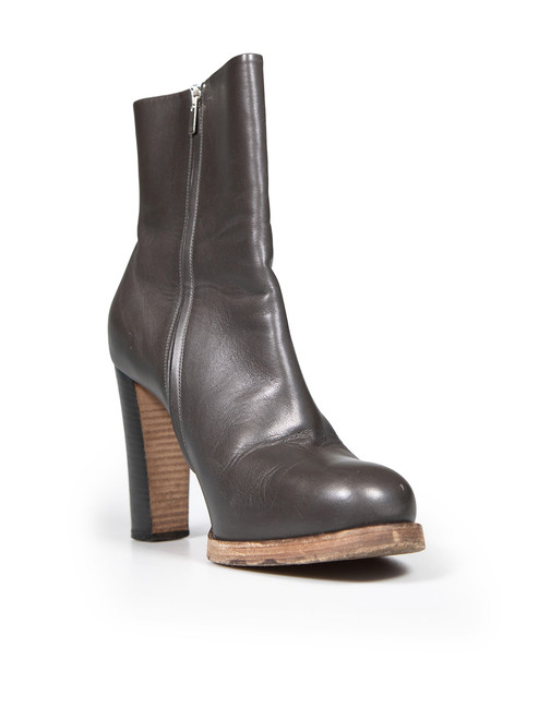 Céline Grey Leather Ankle Boots