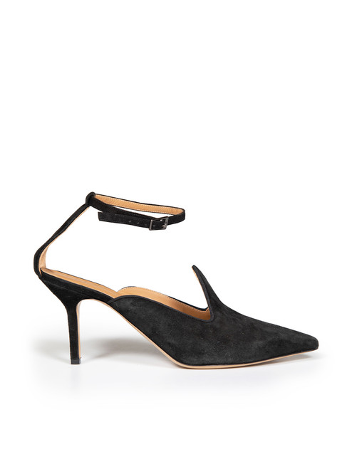 Le Monde Beryl Black Suede Ankle Strap Suede Heels