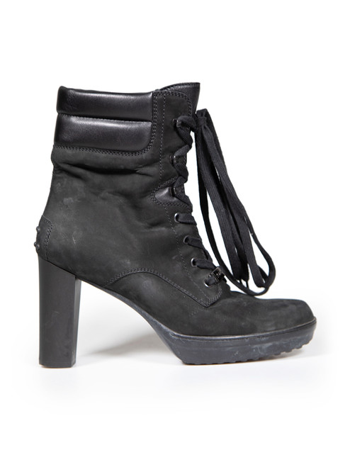 Tod's Black Suede Lace-Up Ankle Boots