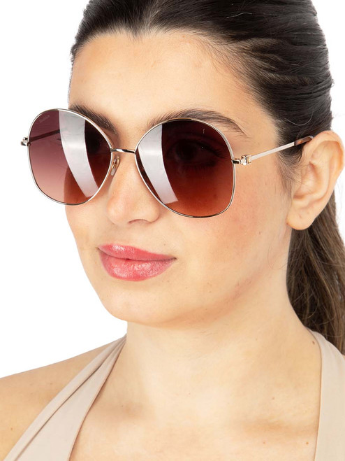 Max Mara Gold & Brown Metal Gradient Sunglasses