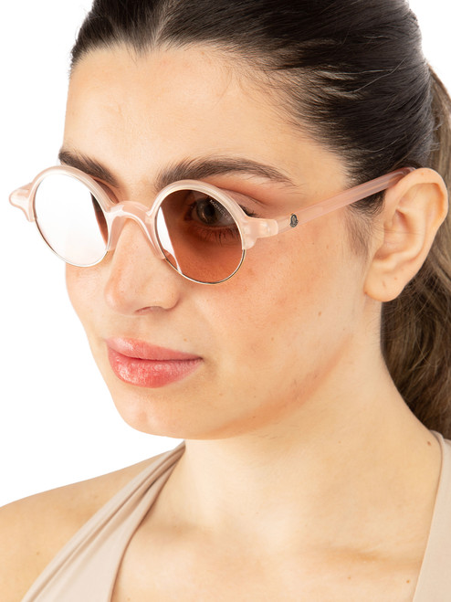 Moncler Pink Transparent Round Tinted Sunglasses