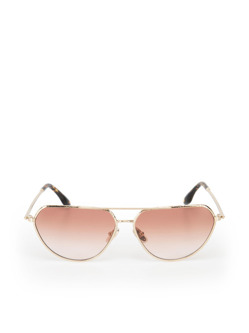 Victoria Beckham Gold & Wine Aviator Sunglasses