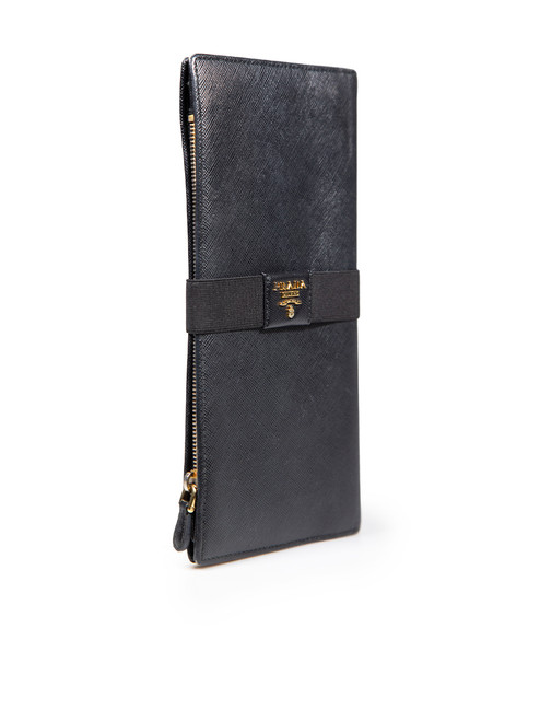 Prada Black Saffiano Leather Travel Wallet