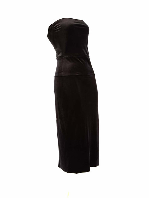 Norma Kamali Black Velvet Strapless Midi Dress