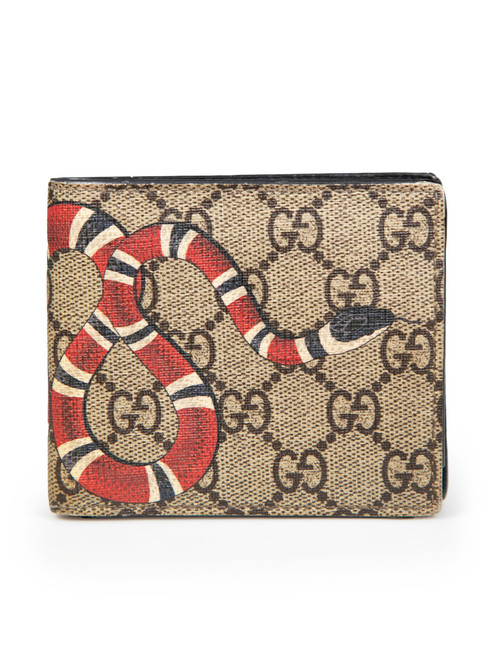 Gucci Brown Snake Print Supreme GG Billfold Wallet