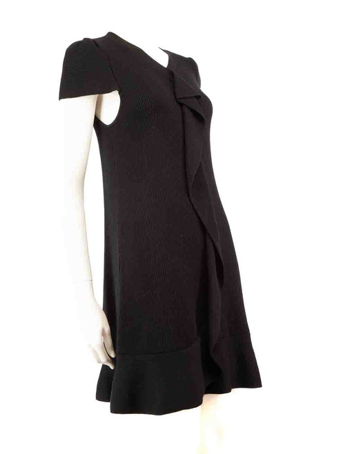 Valentino Garavani Red Valentino Black Knit Ruffled Dress