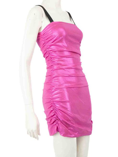 Dolce & Gabbana Pink Metallic Ruched Mini Dress