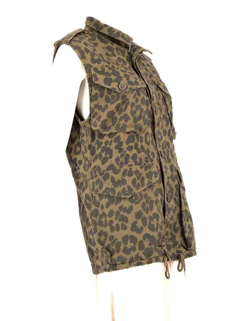 Saint Laurent Khaki Leopard Print Vest