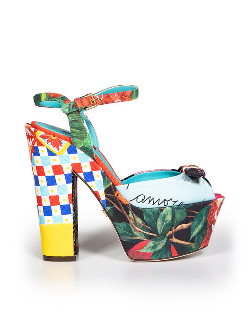 Dolce & Gabbana Patchwork Floral Platform Sandals