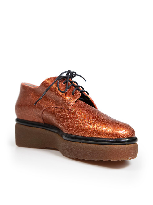 Clergerie Brown Metallic Leather Platform Oxfords