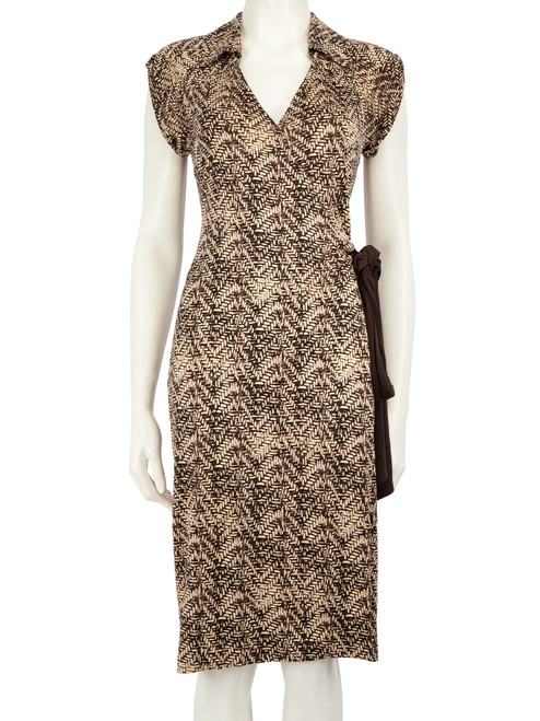 Diane Von Furstenberg Brown Printed Wrap Dress