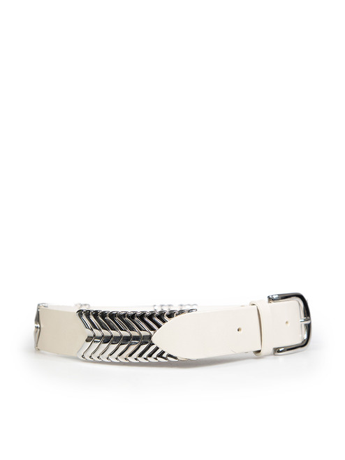 Isabel Marant White Leather Tehora Buckle Detail Belt