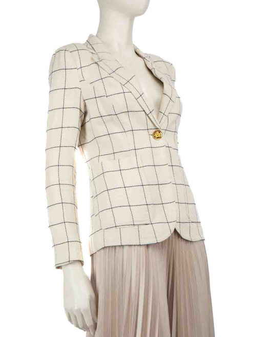 Smythe Ecru Checkered Pattern Blazer