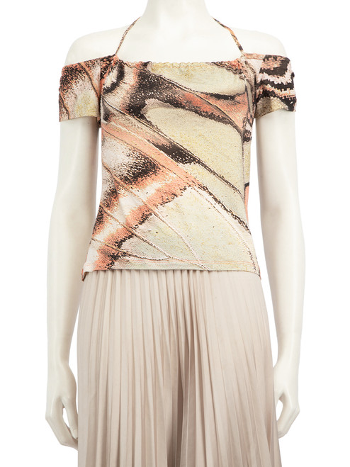 Roberto Cavalli Abstract Pattern Feather Detail Top