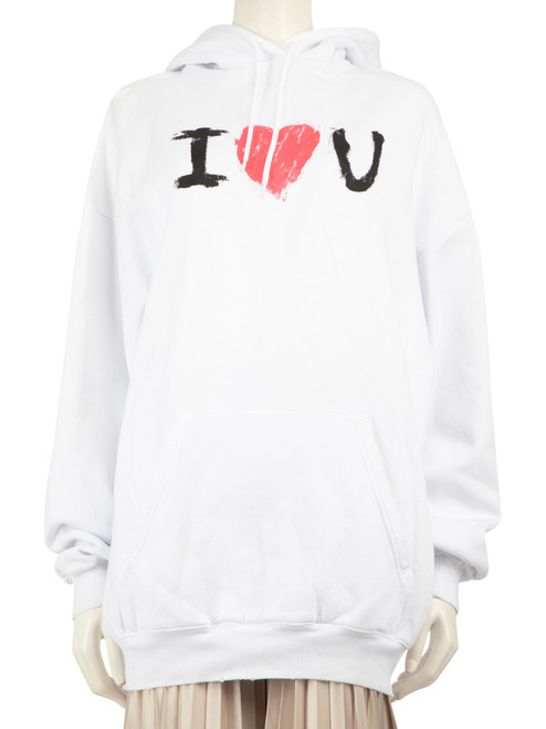 Balenciaga White I Love U Print Hoodie