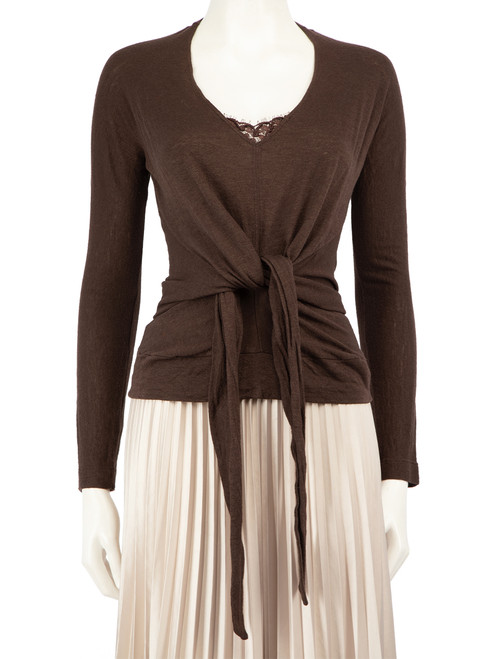 Max Mara Brown V-Neck Top