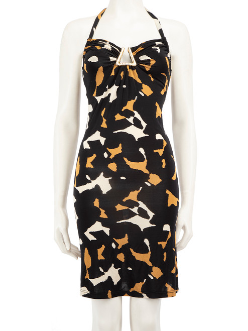 Roberto Cavalli Abstract Halterneck Mini Dress