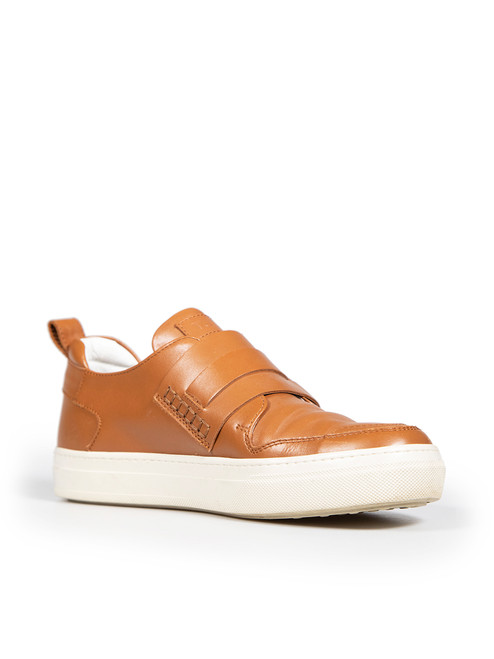 Tod's Brown Leather Buckle Detail Slip-On Shoes