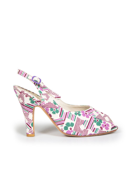 Marni Floral Print Peep-Toe Slingback Sandals