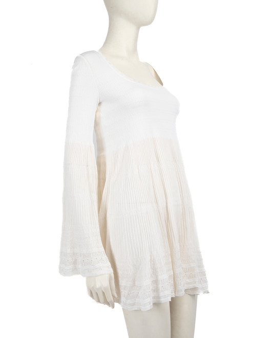 Alaïa White Lace Pattern Knit Dress