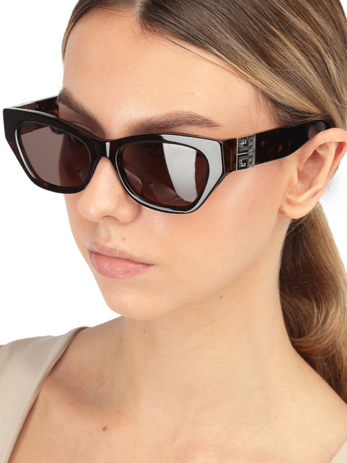 Givenchy SS24 Brown Tortoiseshell Logo Arms Sunglasses