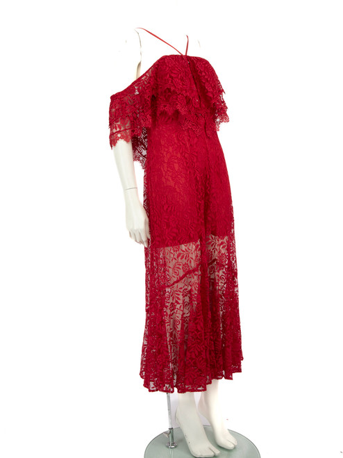 Alice McCall Red Lace Midi Dress