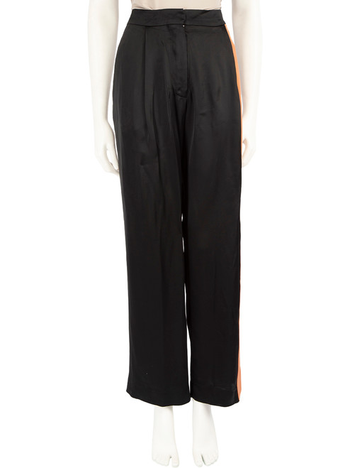 Loewe Black & Brown Leather Trim Trousers