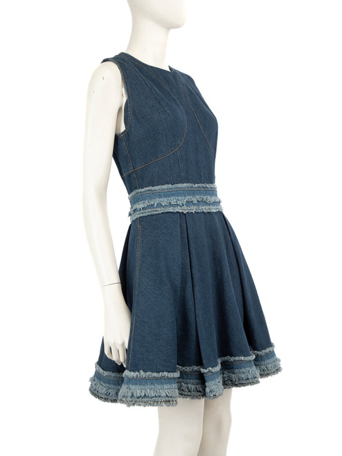 Alexander McQueen Blue Denim Skater Dress