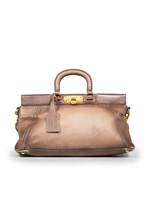 Prada Brown Leather Cervo Antik Frame Bag