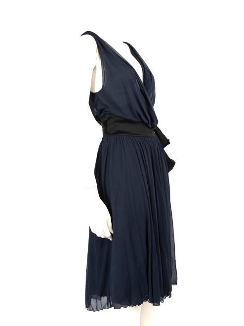 Diane Von Furstenberg Navy V-Neck Wrap Dress