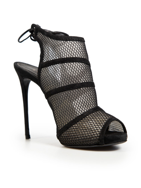 Le Silla Black Suede Trim Mesh Heels