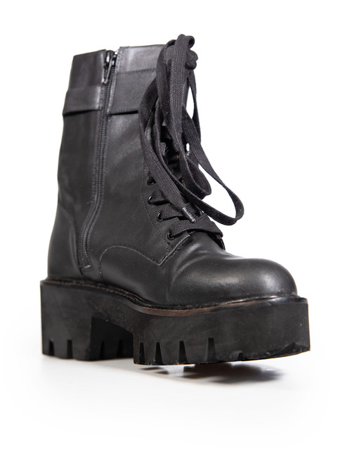 Kurt Geiger Black Vegan Leather Combat Boots