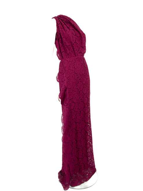 Carolina Herrera Purple Lace Asymmetric Dress