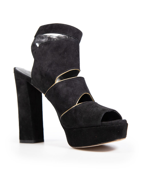 Stuart Weitzman Black Suede Strap Heels