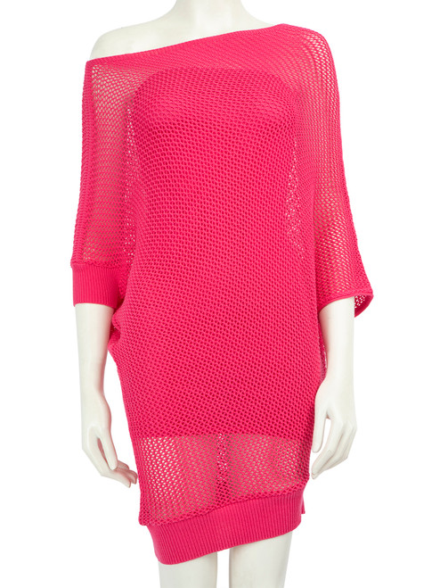 Pinko Pink Knit See Through Mini Dress